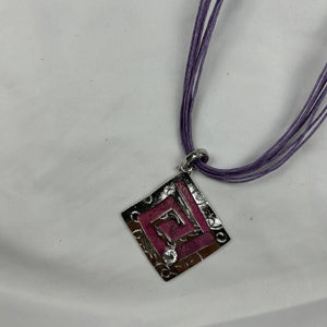 Purple cord boho necklace + earrings set