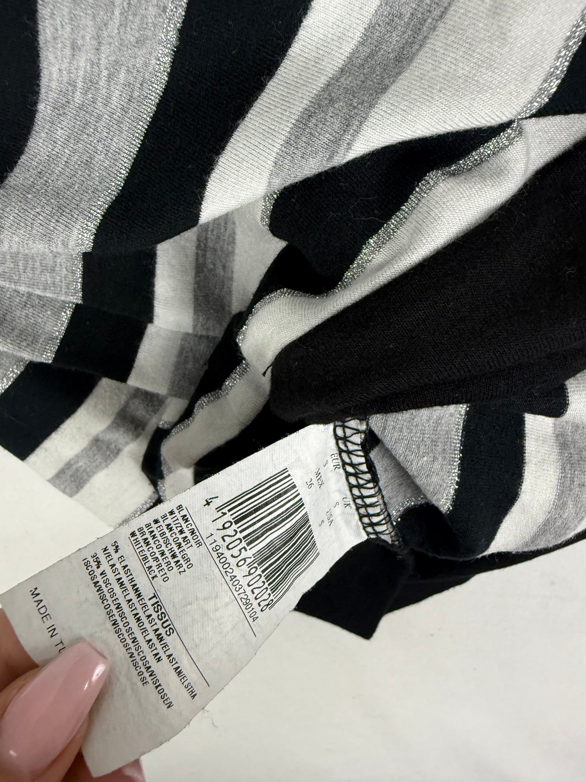 Black striped stretchy turtleneck top (S/M)