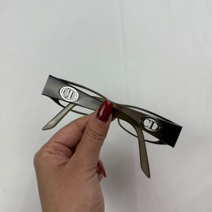 2000s khaki office siren CD logo glasses (no prescription)