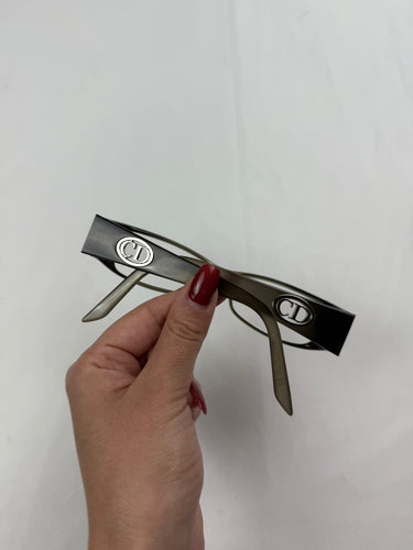 2000s khaki office siren CD logo glasses (no prescription)