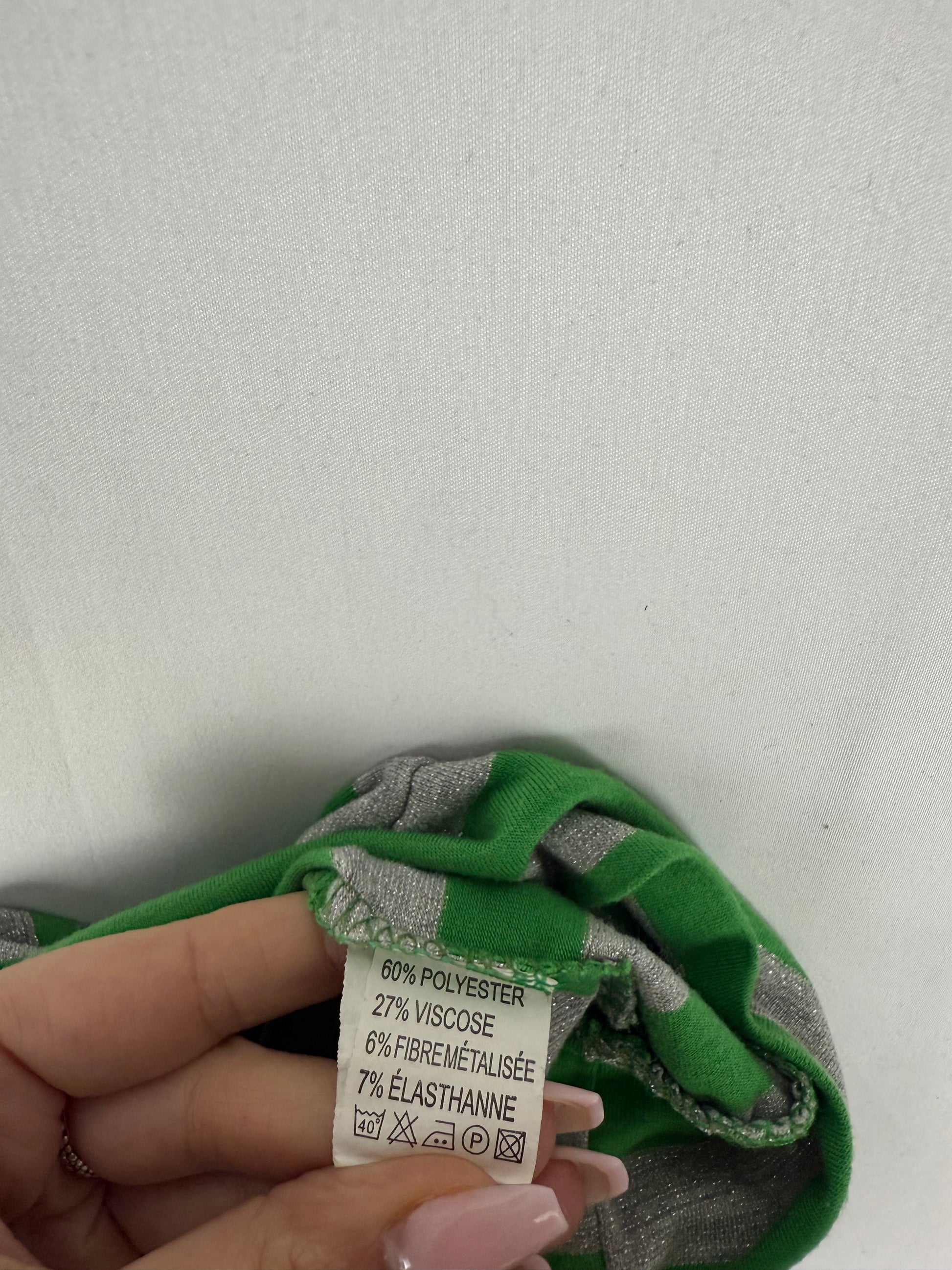 Green striped halter top (XS)