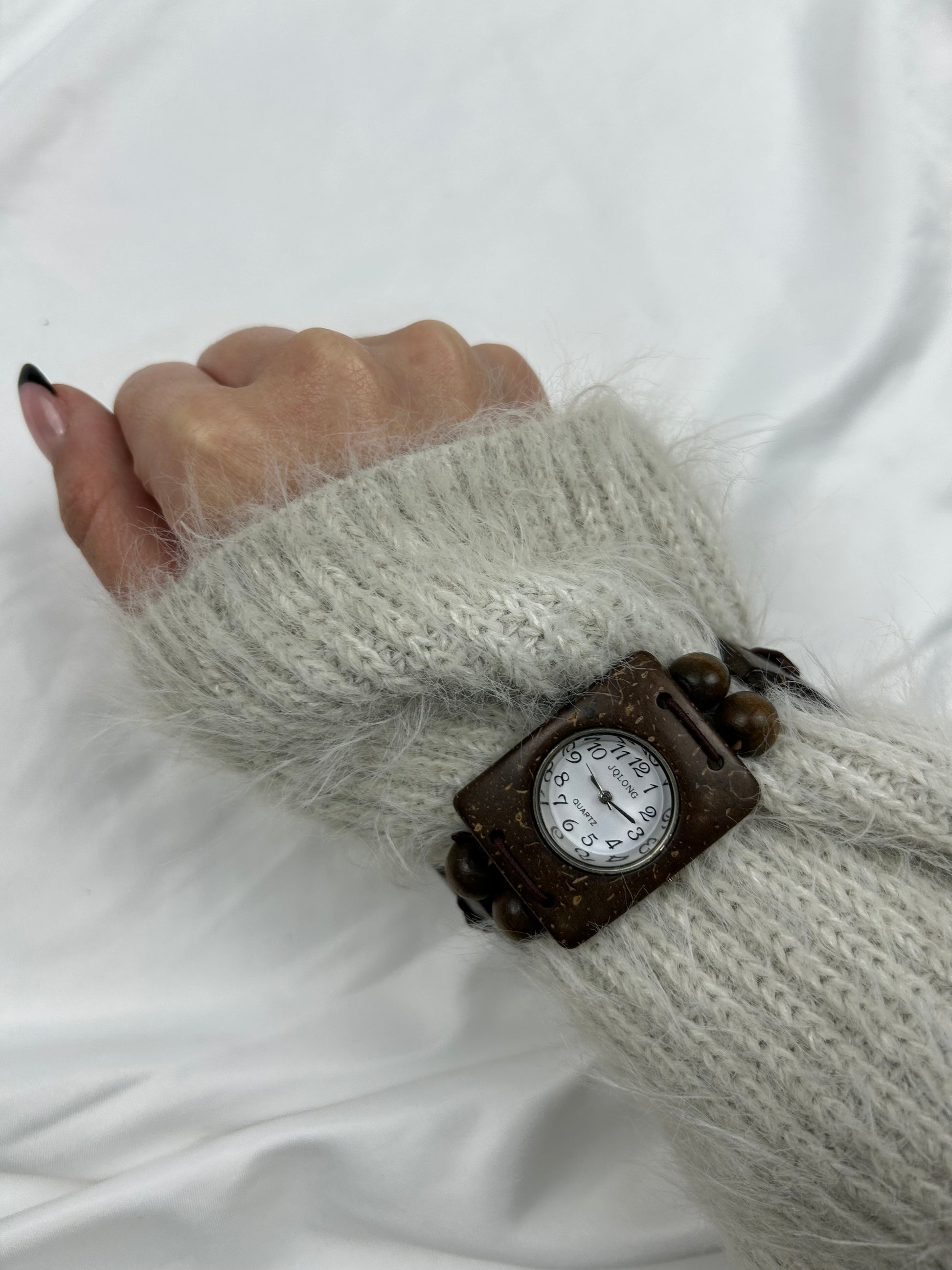 Vintage brown wood bracelet watch jewelry