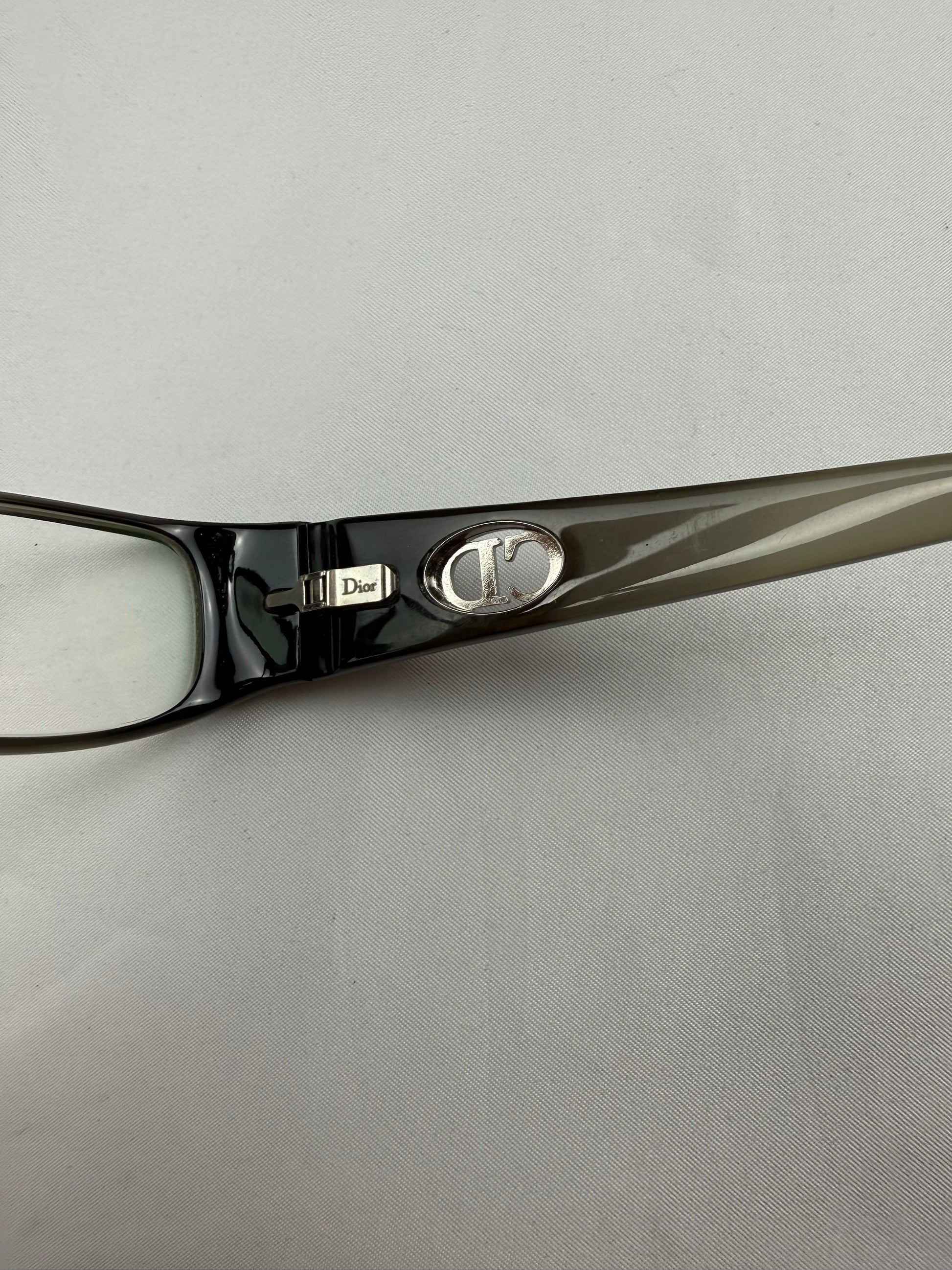 2000s khaki office siren CD logo glasses (no prescription)