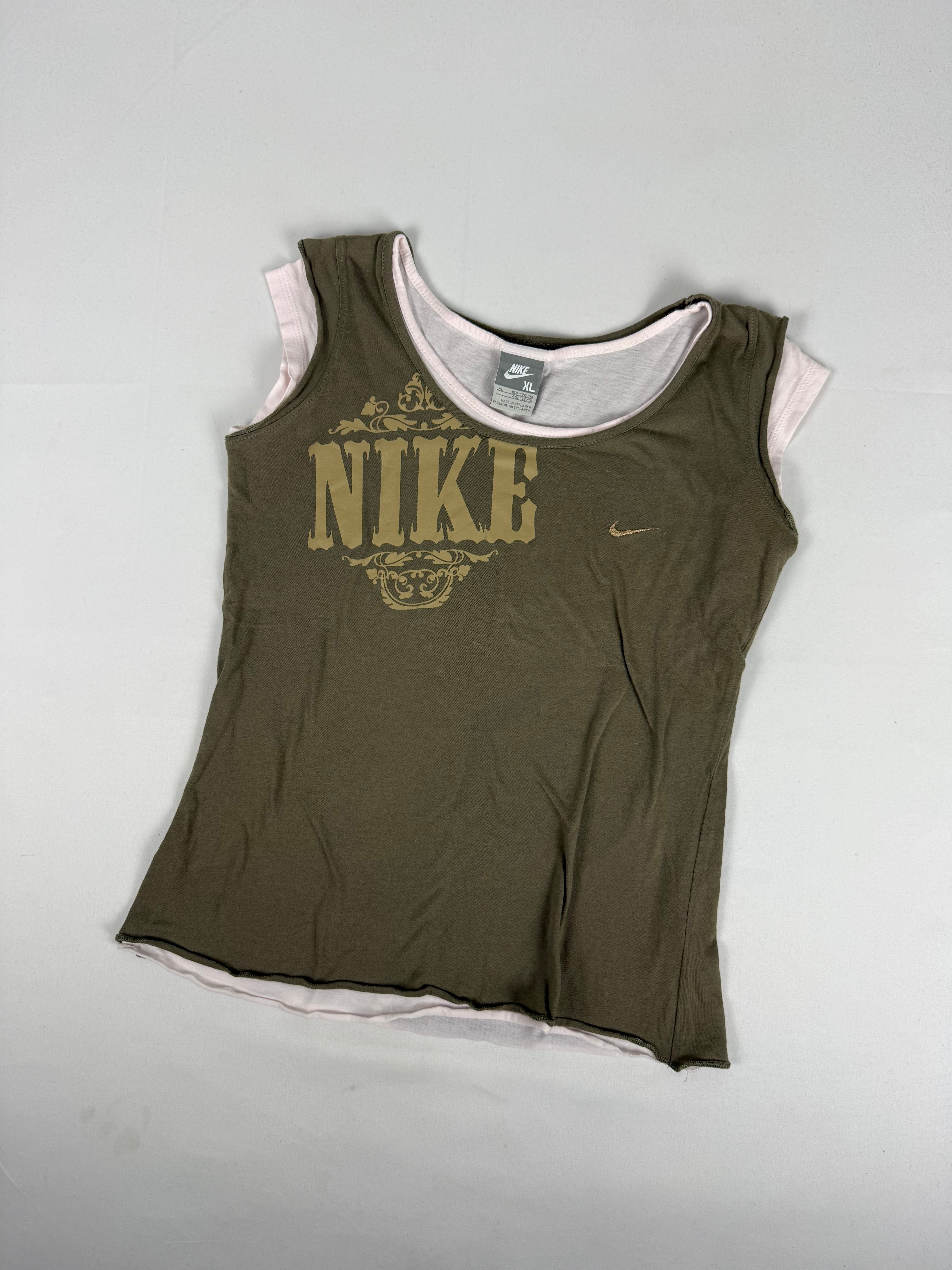 Khaki activewear cotton tee (M)
