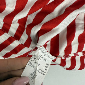 Red striped V neck long sleeves top (S)