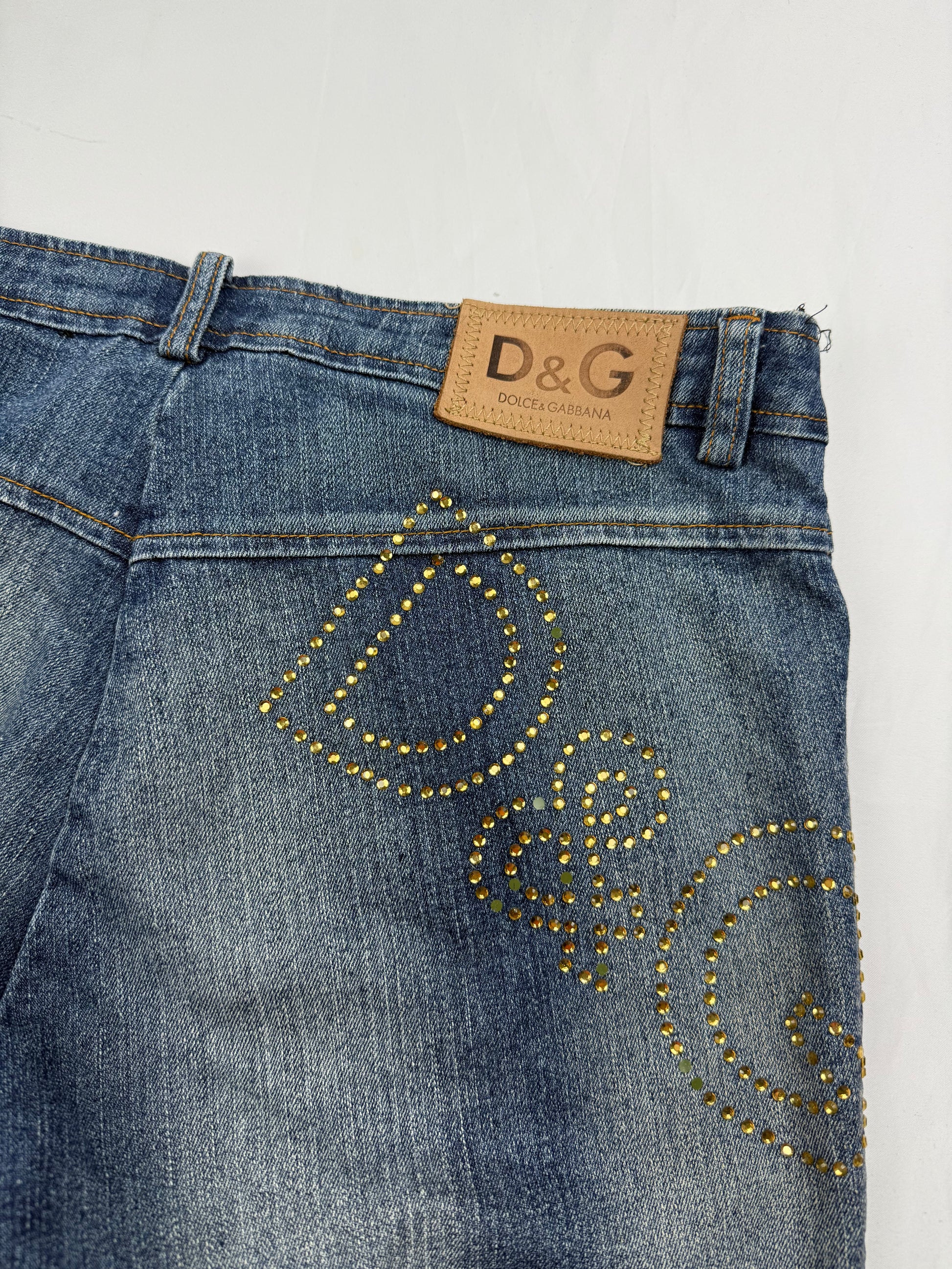 Blue denim low rise mid short (M)