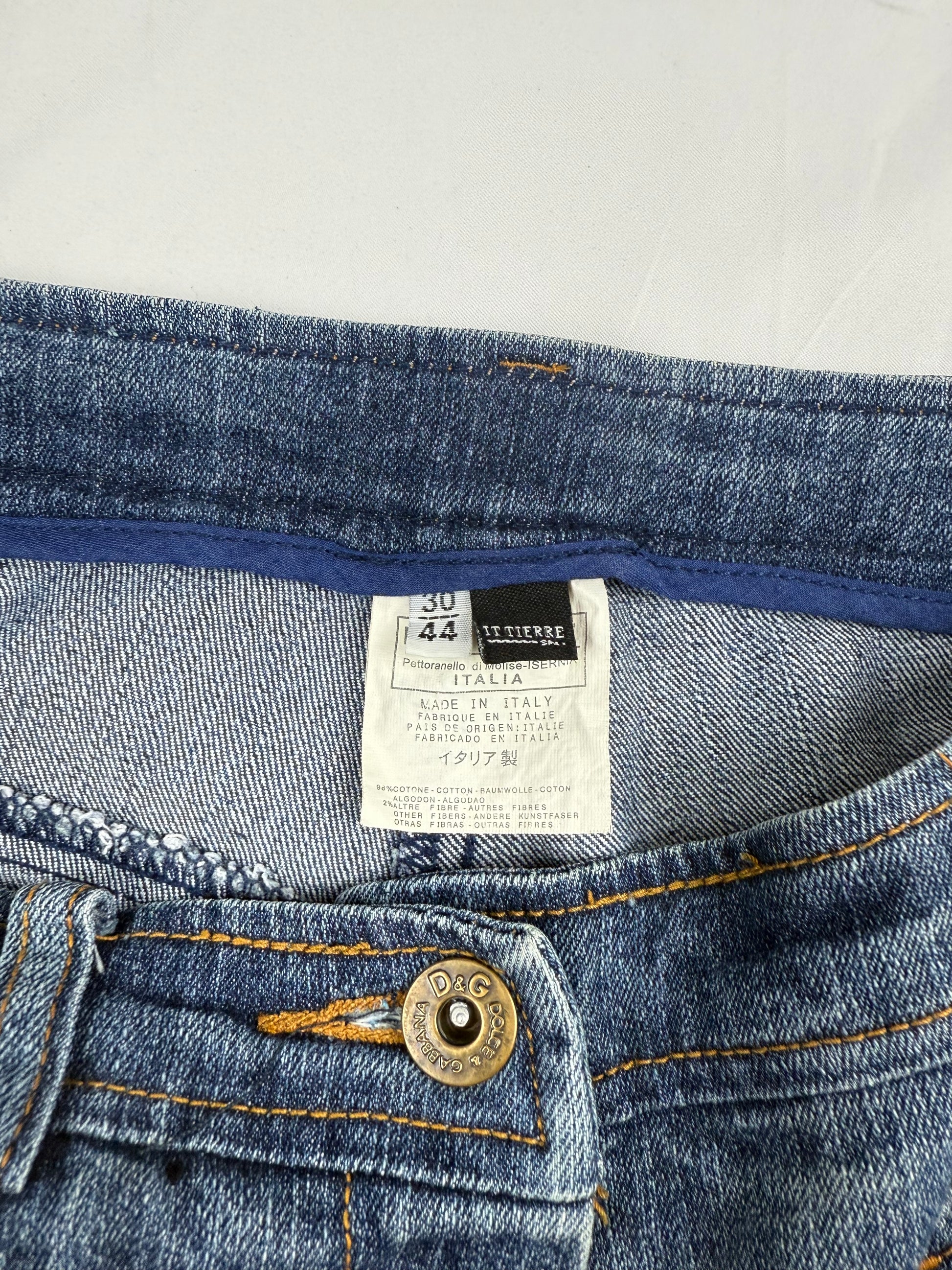 Blue denim low rise mid short (M)