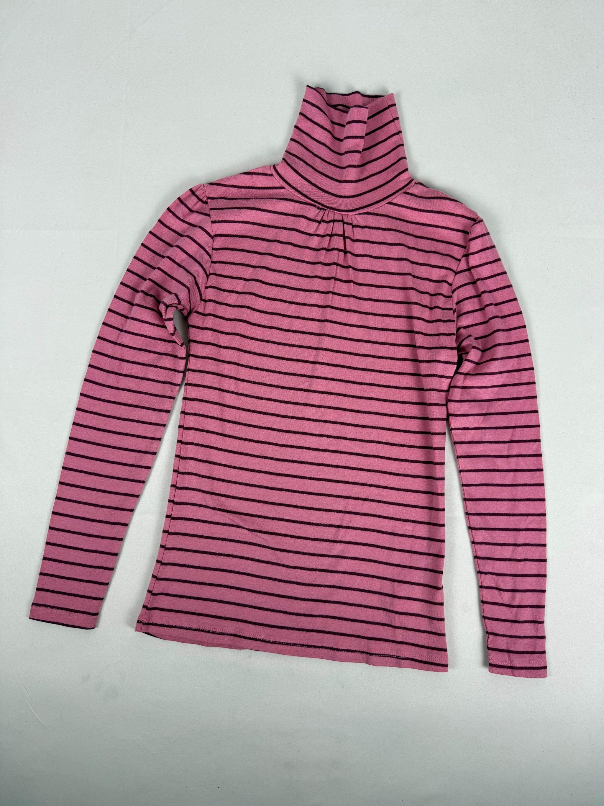 Pink striped turtleneck long sleeves top (XS)