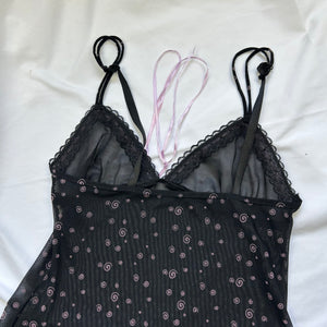 Black mesh bow  babydoll mini dress (S)