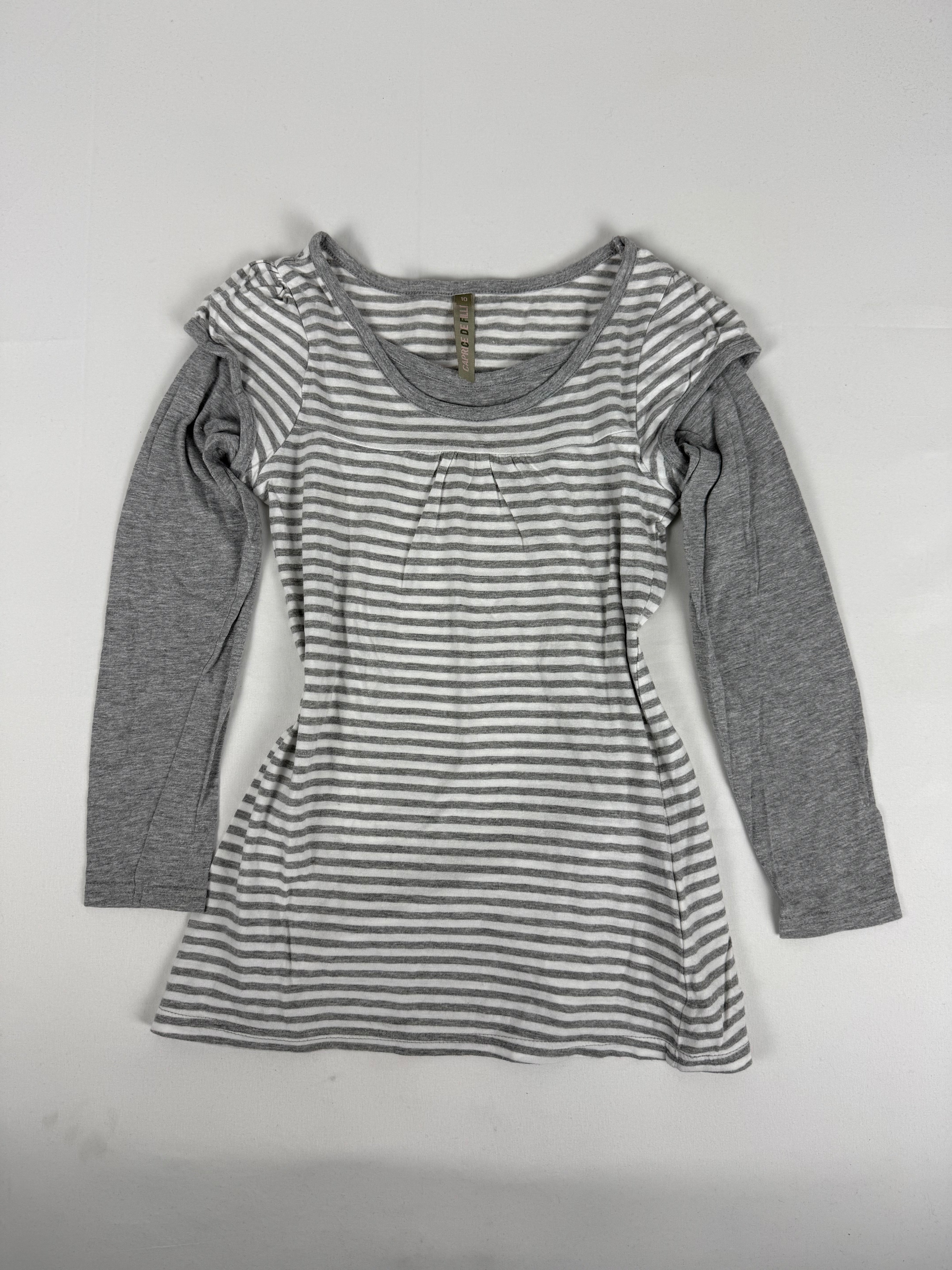 Grey striped 2 in 1 long sleeves top (XS)