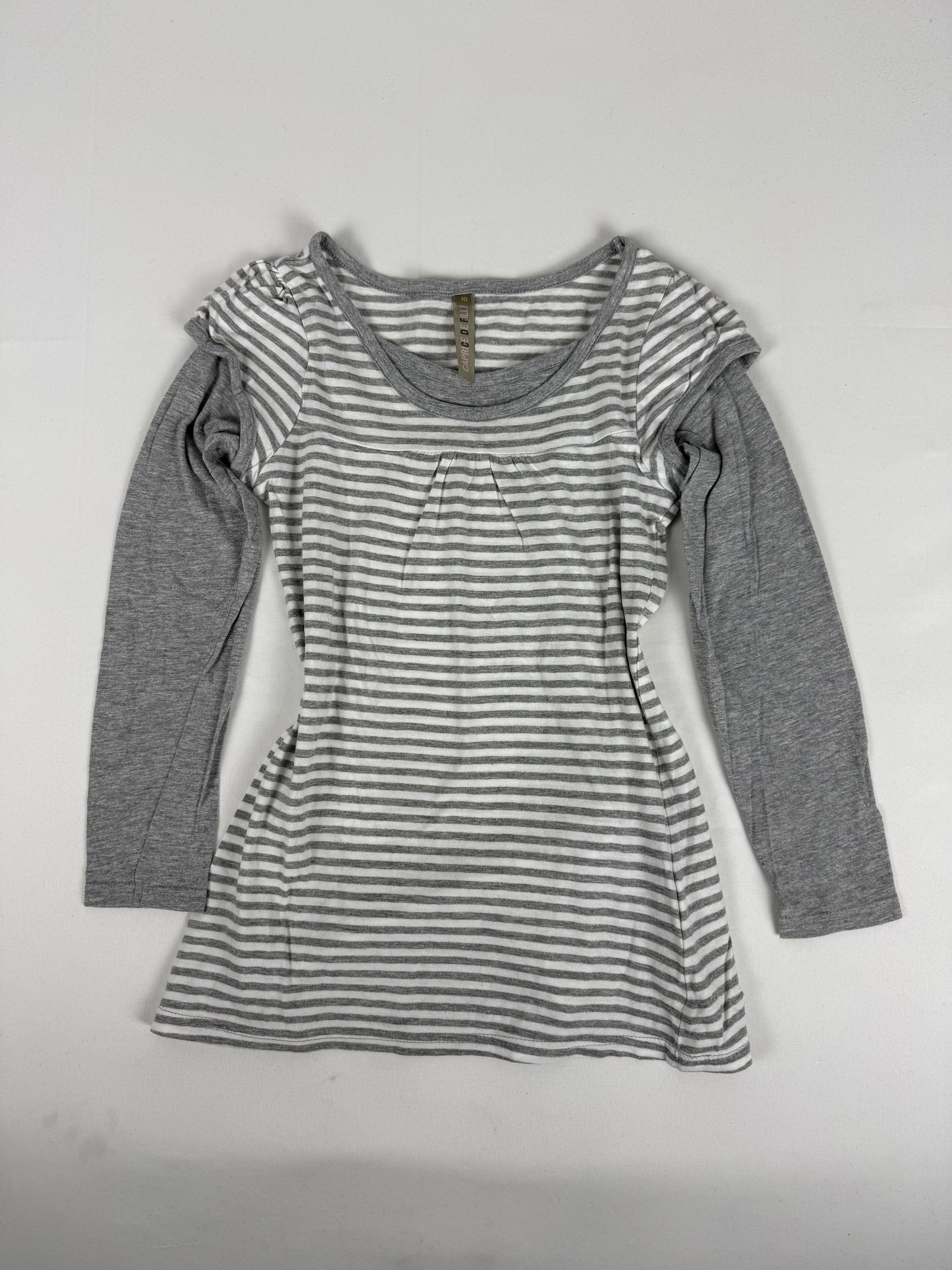 Grey striped 2 in 1 long sleeves top (XS)