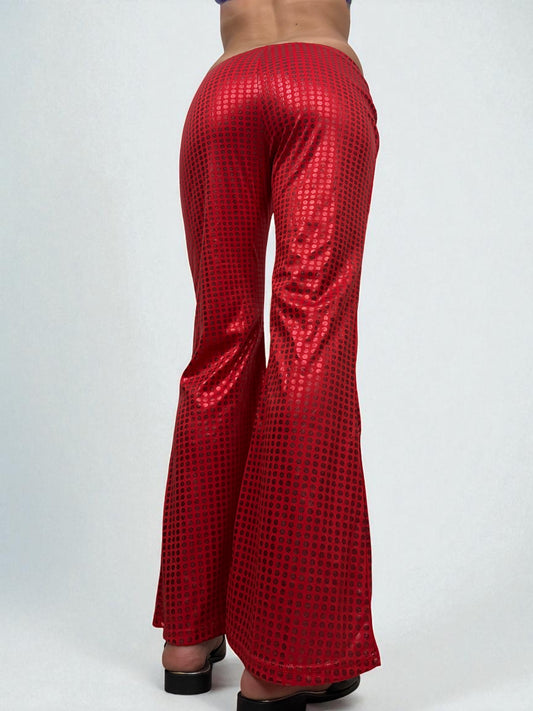 Red low rise leggings flare pants (S)