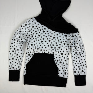 Black & white stars print hoodie (XS)