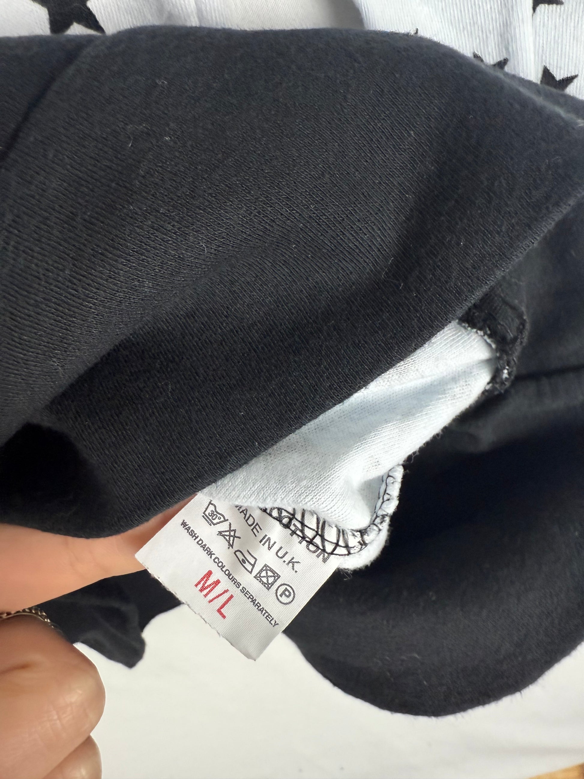 Black & white stars print hoodie (XS)