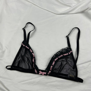 Black logo ruban mesh bra