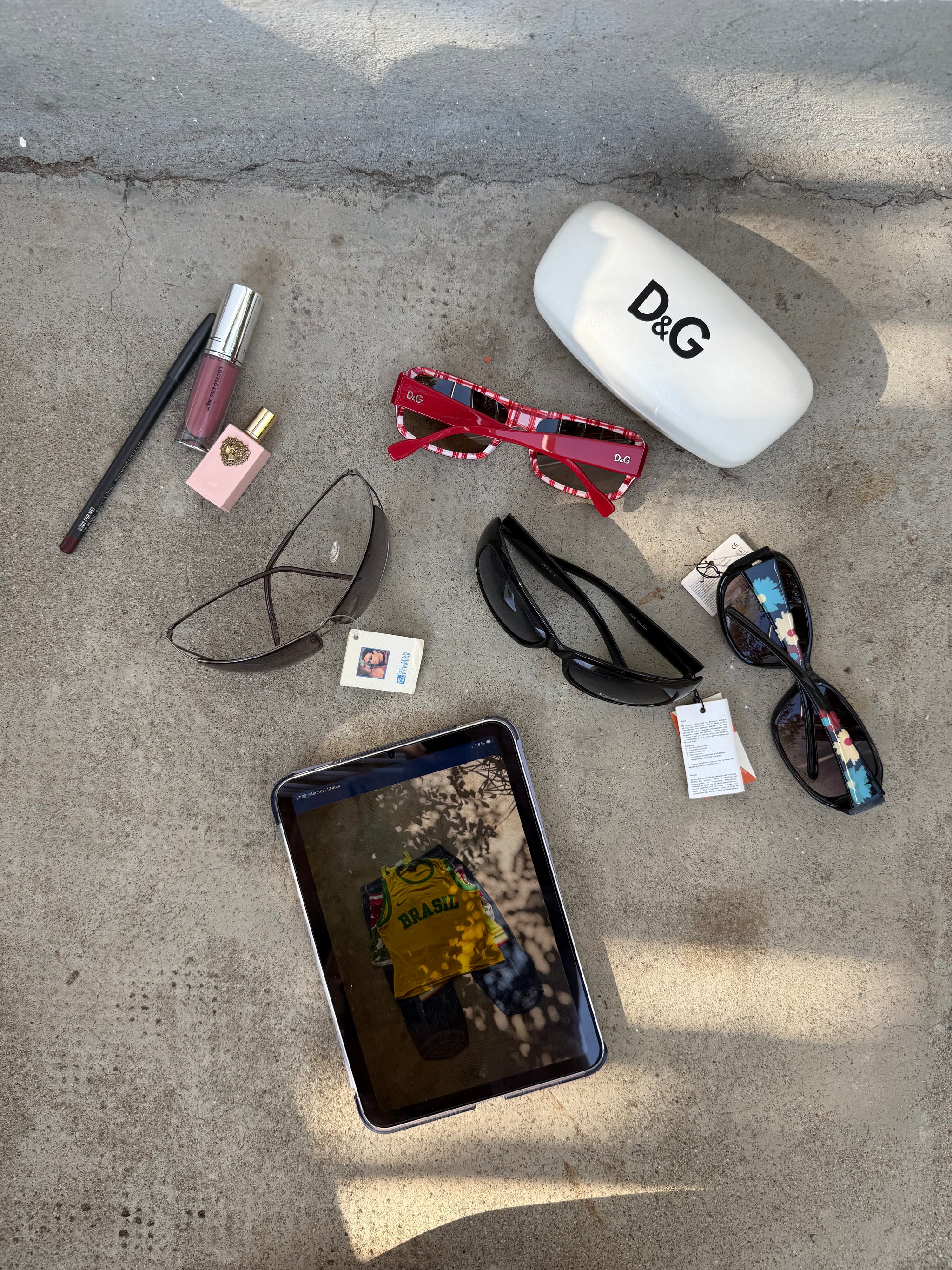 Red check print sunglasses