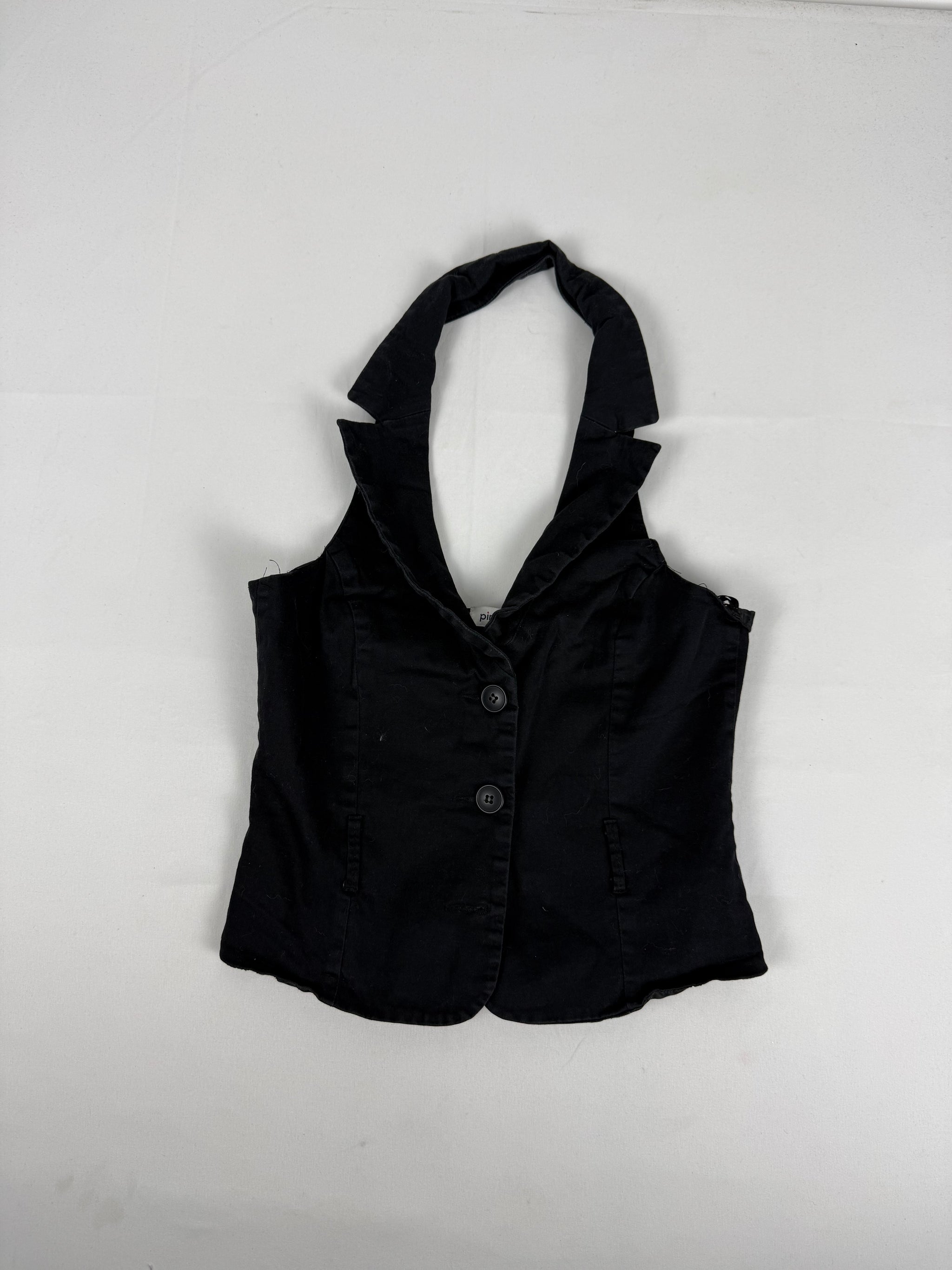 Black waistcoat cotton top (S)