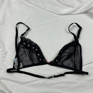 Black logo ruban mesh bra