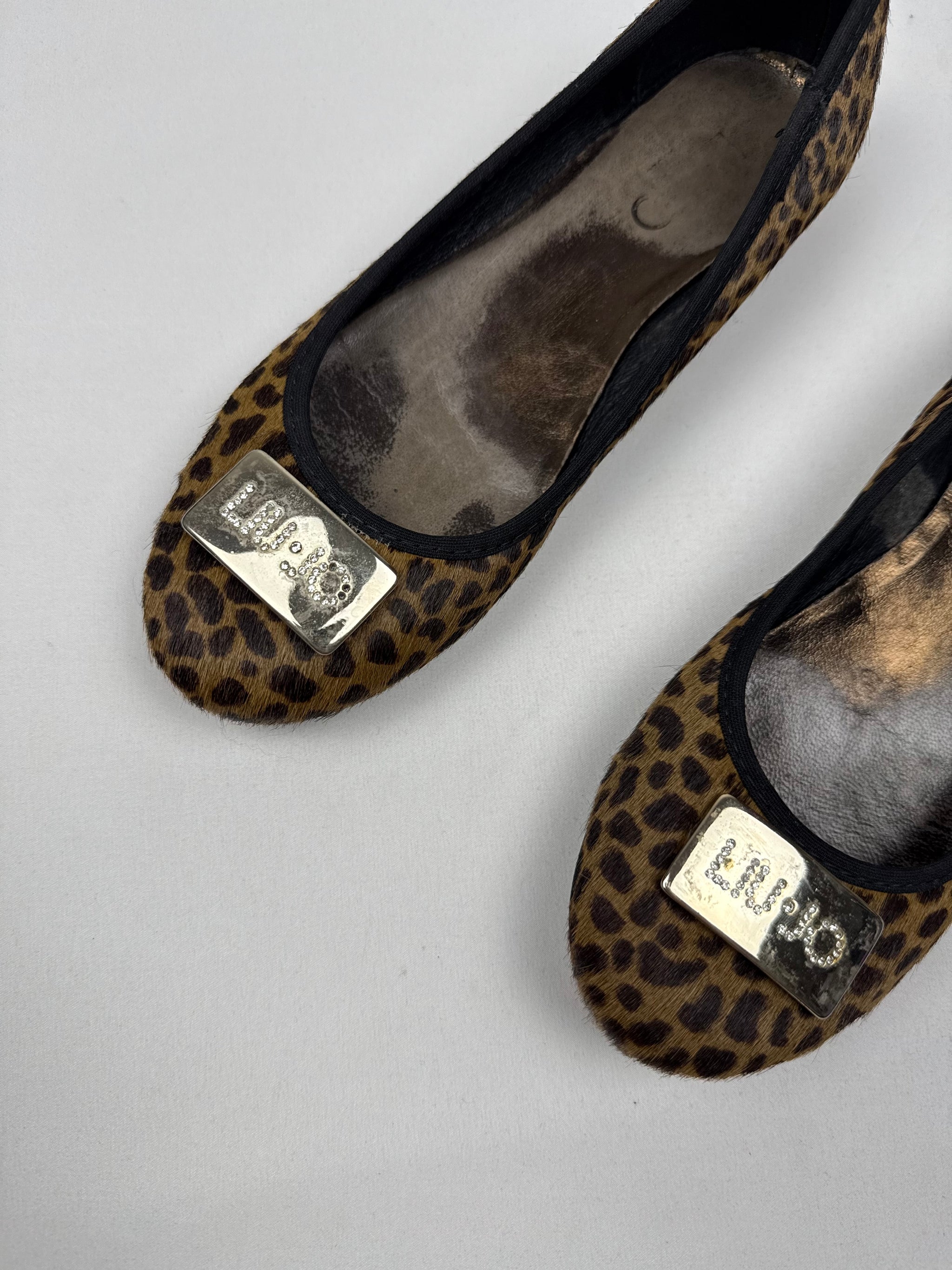 Animal print faux fur ballet flat shoes (36)