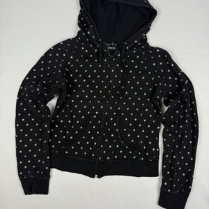 Black zip up 100% cotton stars print hoodie (S/M)