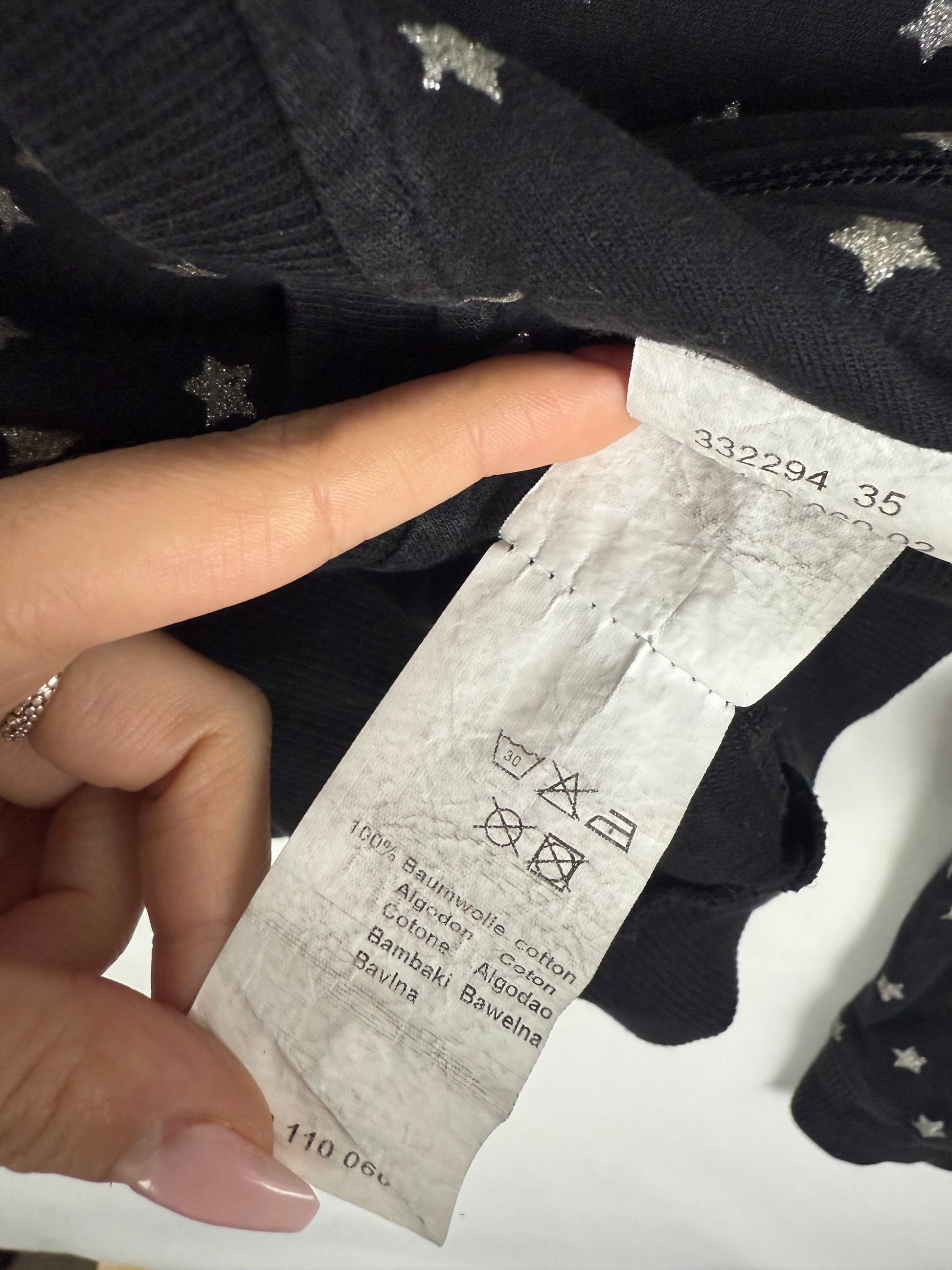 Black zip up 100% cotton stars print hoodie (S/M)