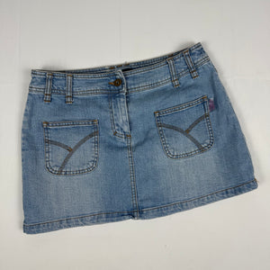 Blue denim low rise mini skirt (M)