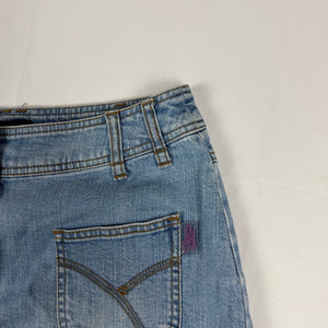 Blue denim low rise mini skirt (M)