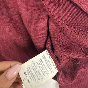 Burgundy red tie up cardigan jumper (S/M)