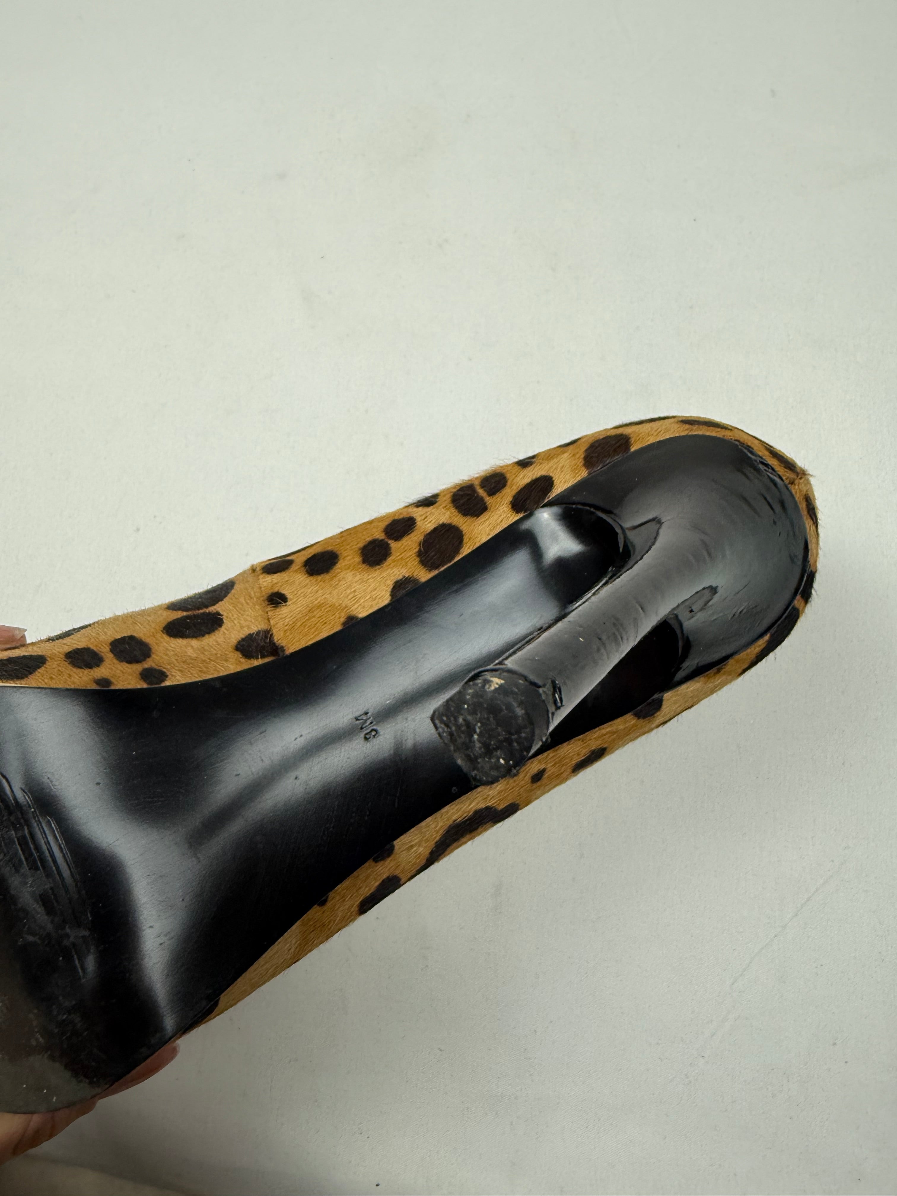 Animal print faux fur open toes heels (38)