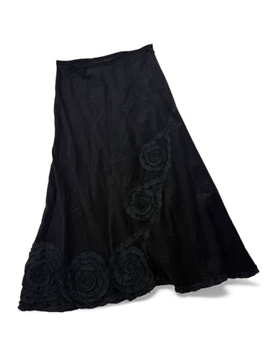 Black floral symmetric maxi skirt (S)