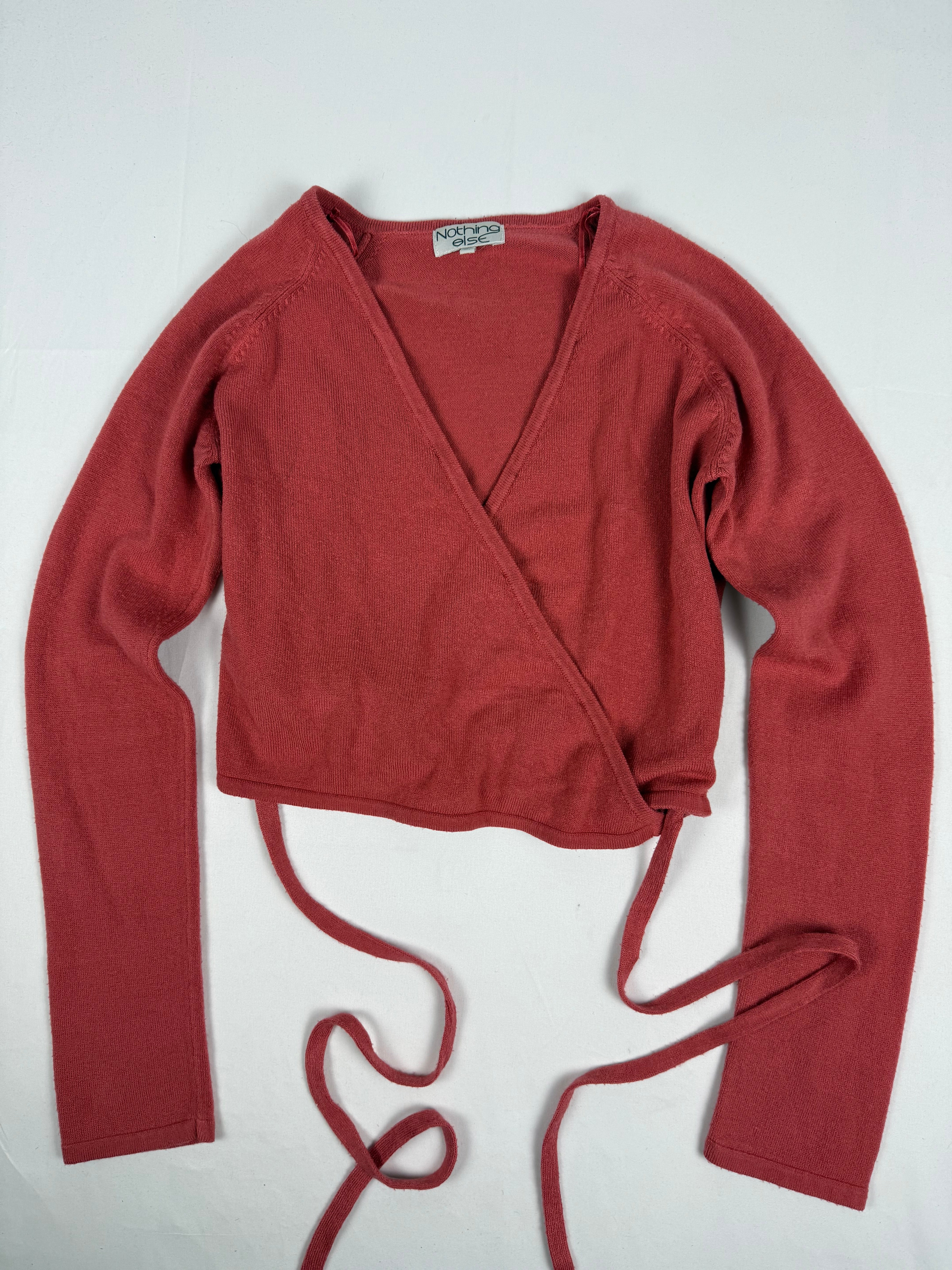 Pink tie up cardigan jumper (S/M)