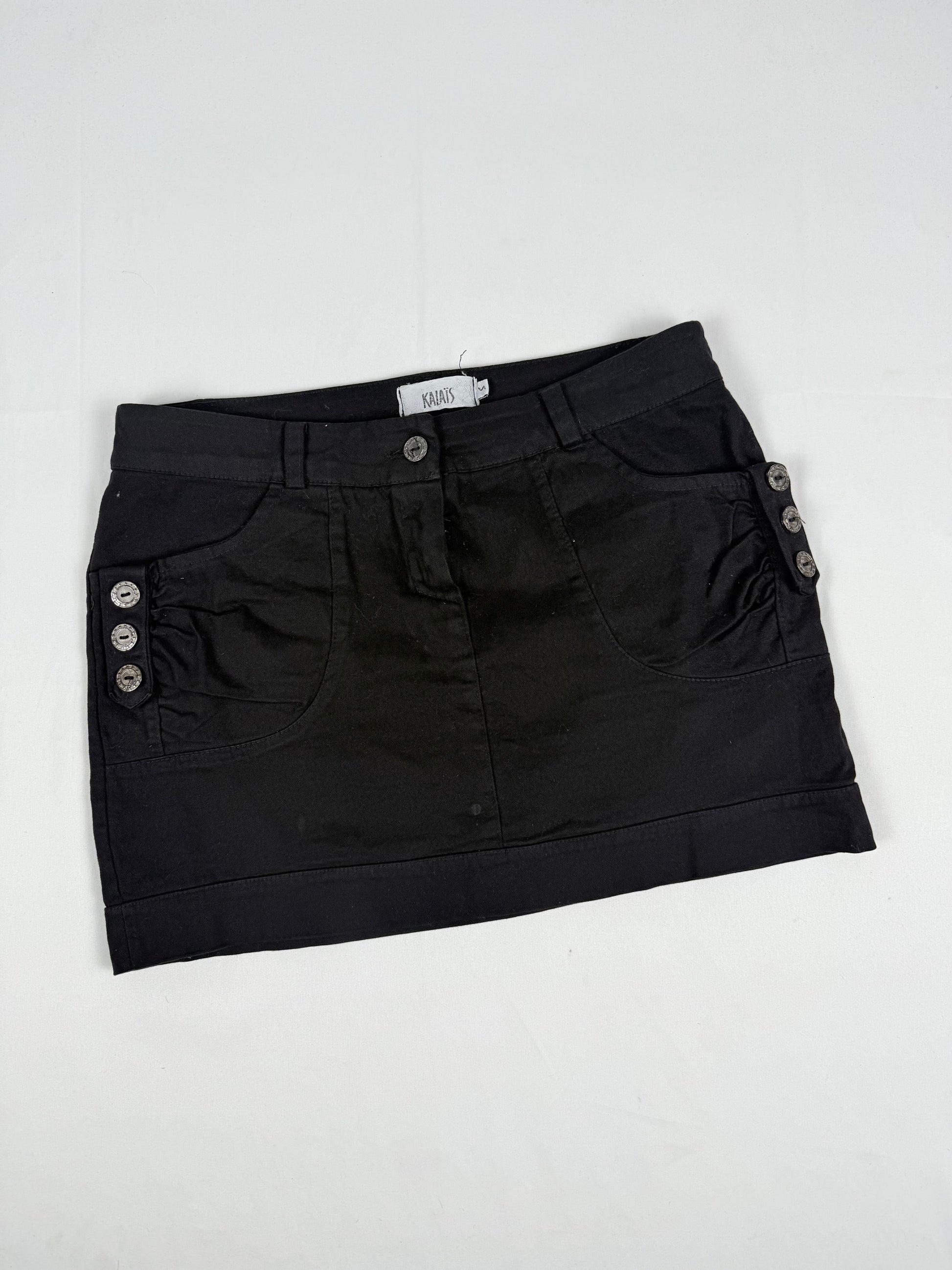 Black cotton low rise mini skirt (S/M)