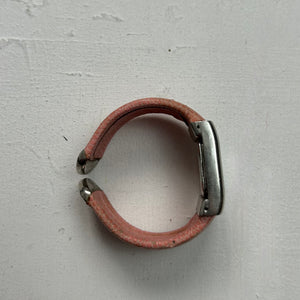Vintage orange silver leather rigid bracelet watch jewelry
