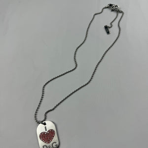 Silver stainless steel rhinestones logo necklace