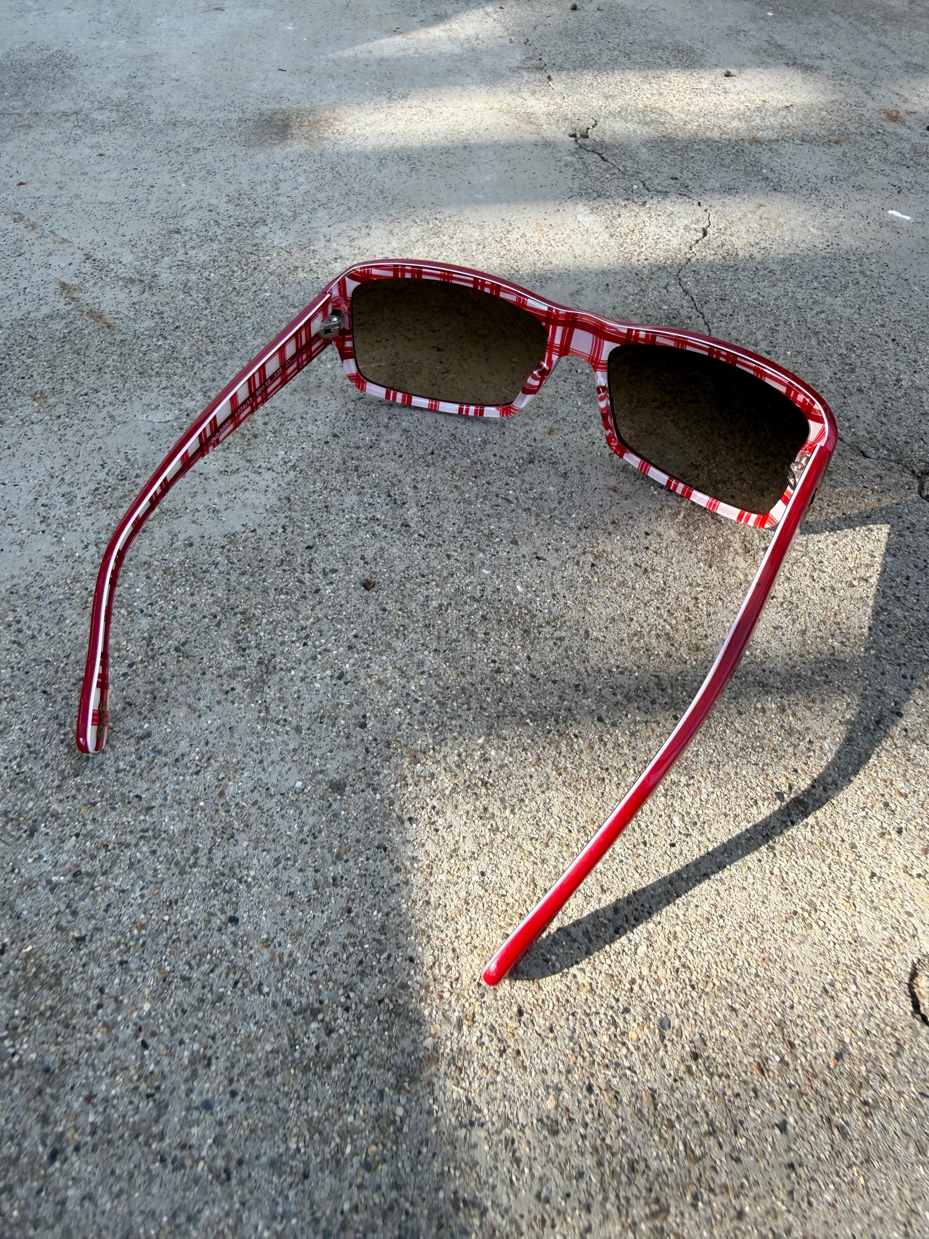 Red check print sunglasses