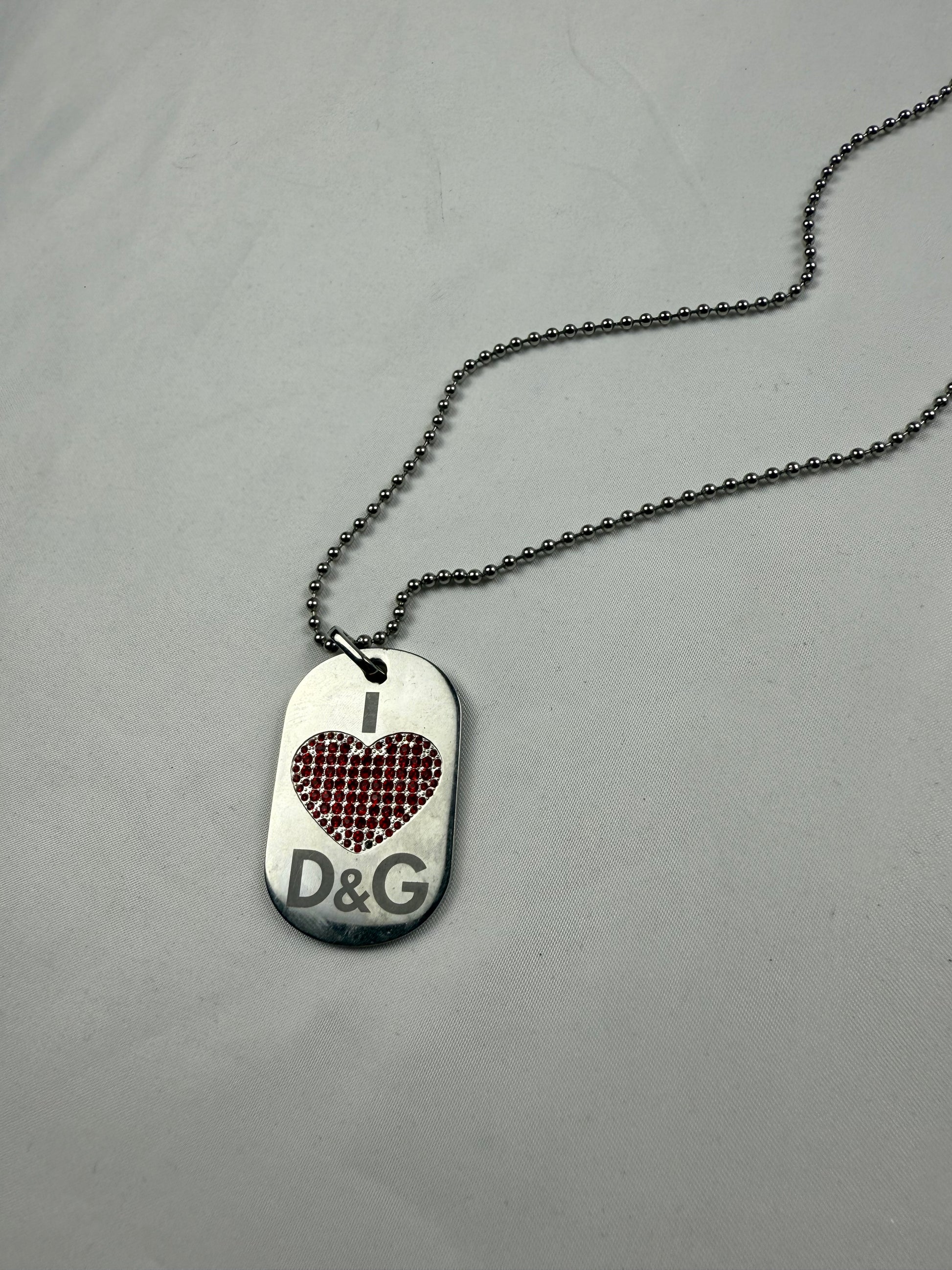 Silver stainless steel rhinestones logo necklace