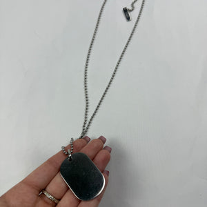 Silver stainless steel rhinestones logo necklace