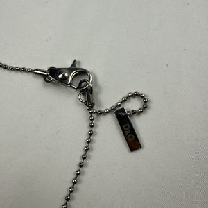 Silver stainless steel rhinestones logo necklace