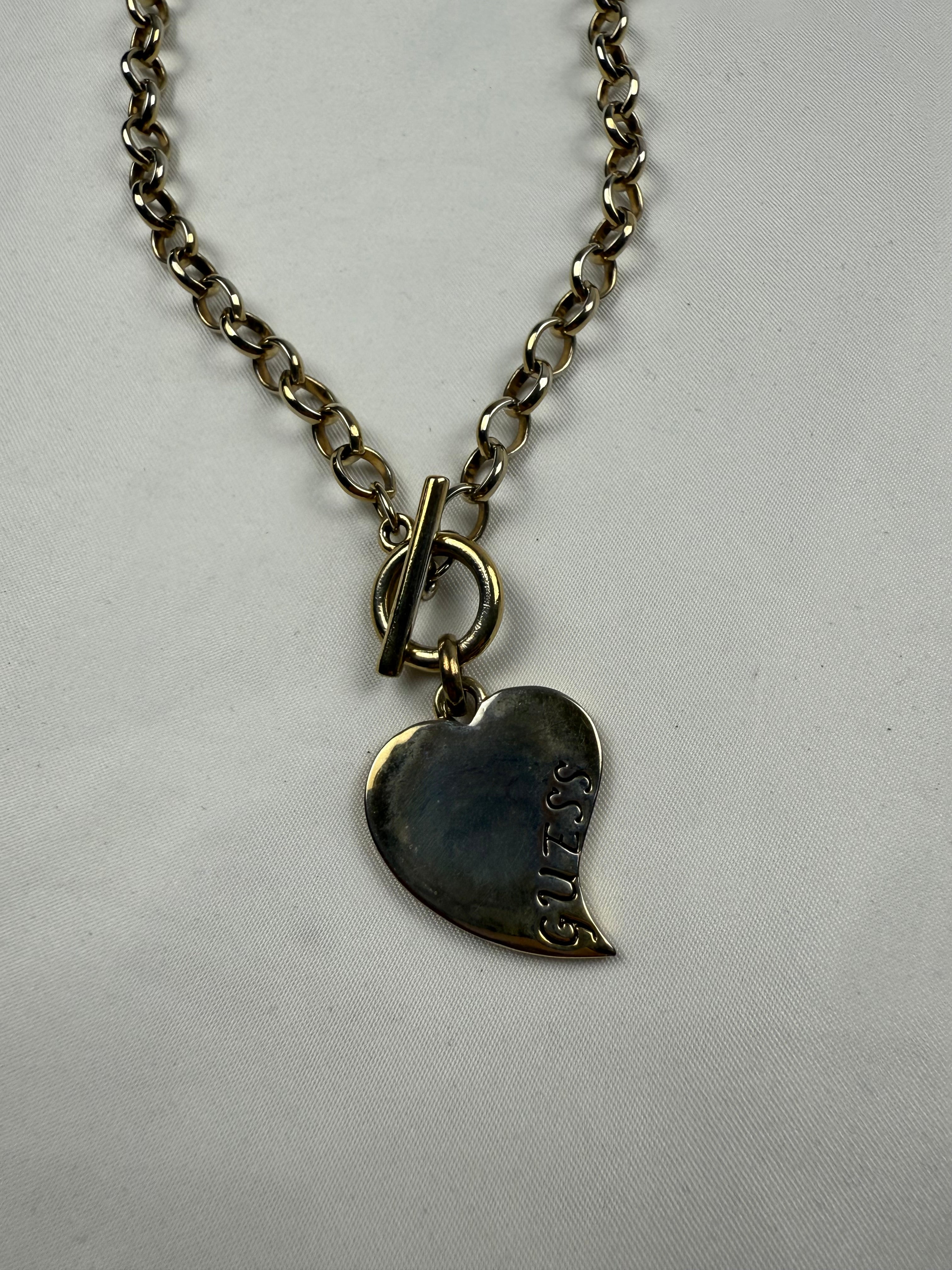 Gold stainless steel chain logo necklace