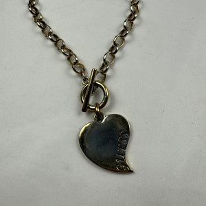 Gold stainless steel chain logo necklace