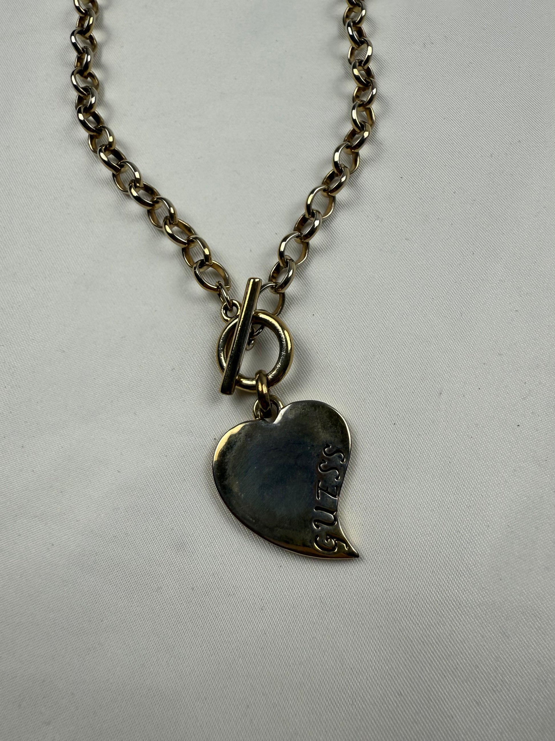 Gold stainless steel chain logo necklace