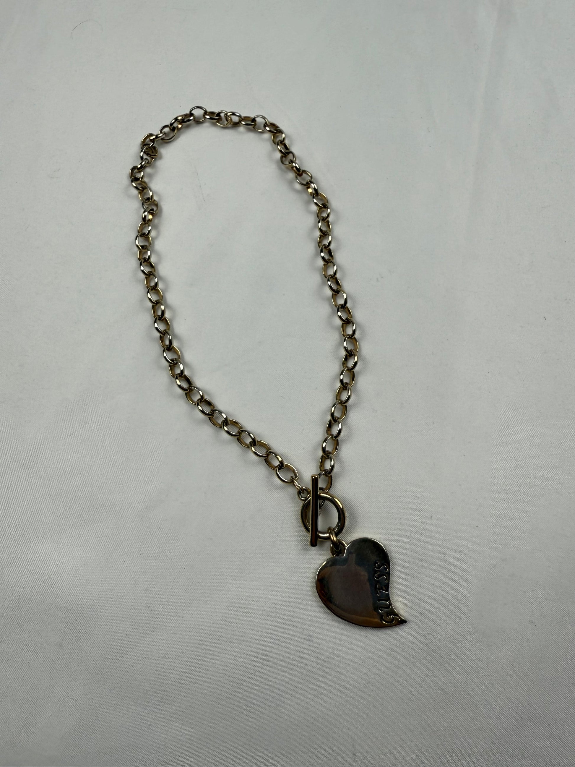 Gold stainless steel chain logo necklace