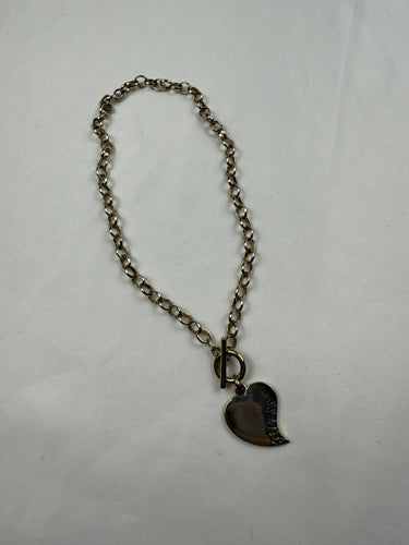 Gold stainless steel chain logo necklace