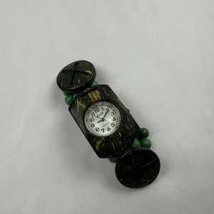 Vintage green wood bracelet watch jewelry