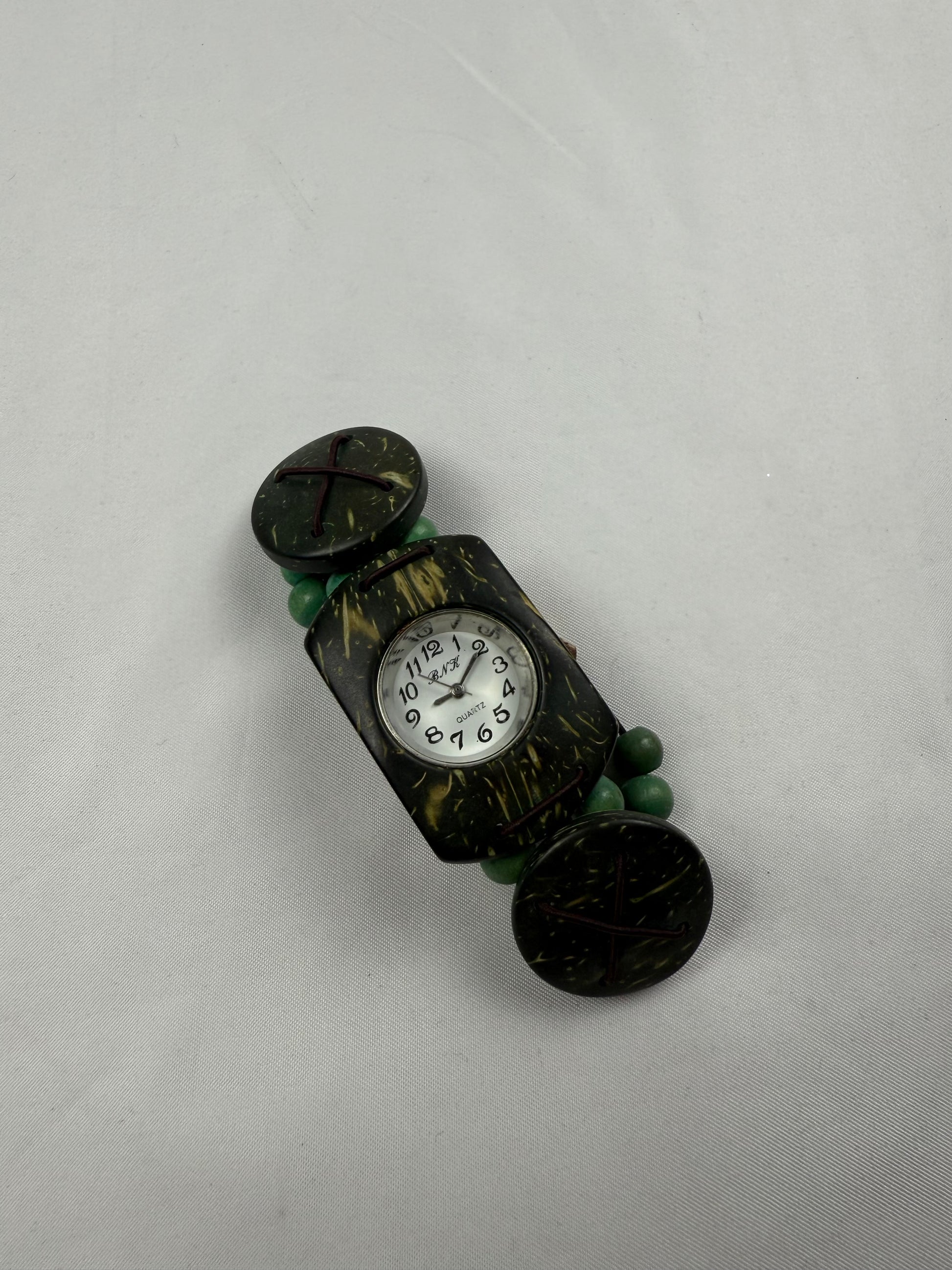 Vintage green wood bracelet watch jewelry
