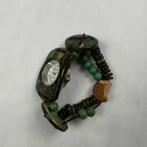 Vintage green wood bracelet watch jewelry