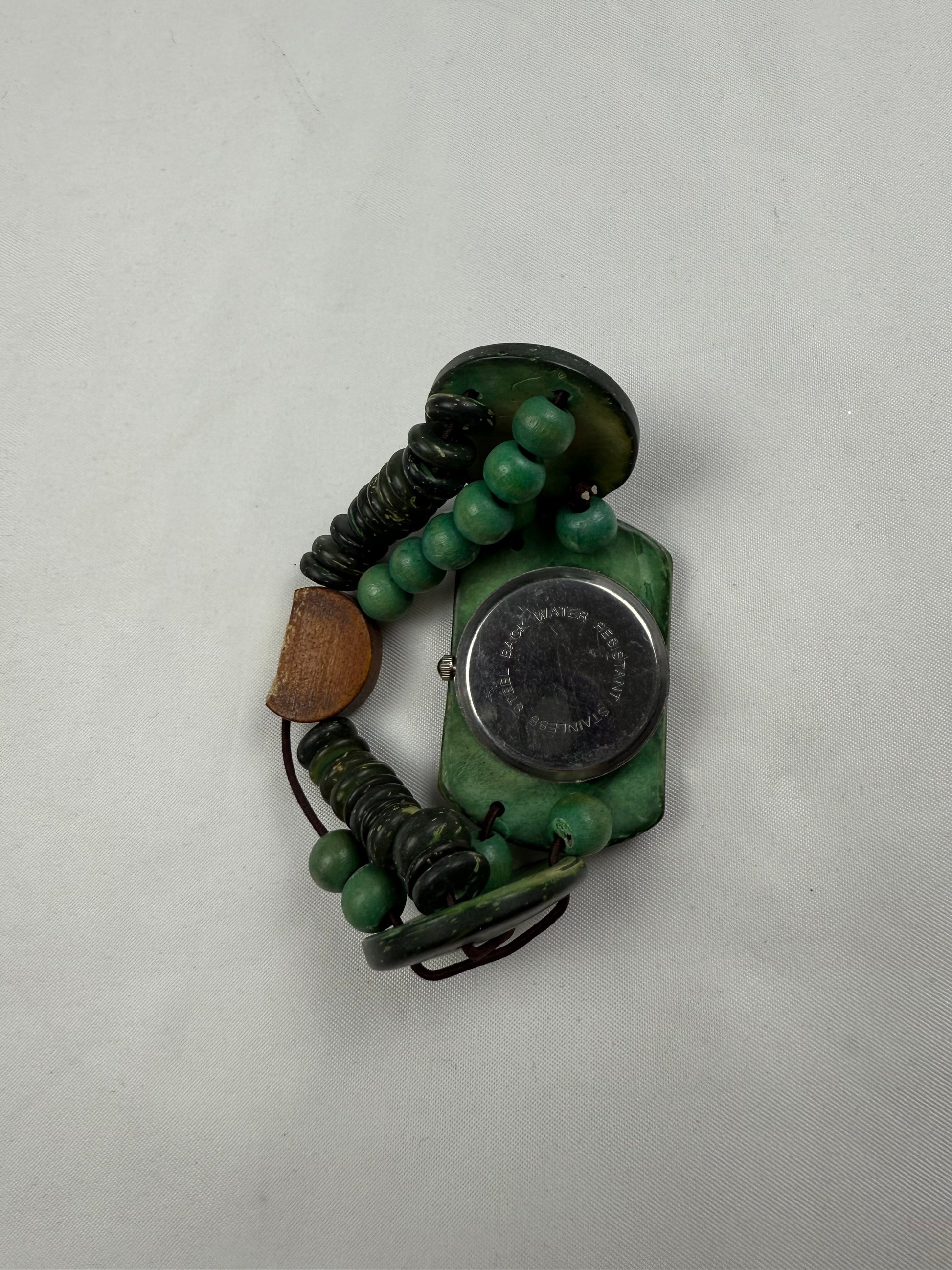 Vintage green wood bracelet watch jewelry