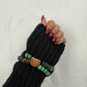 Vintage green wood bracelet watch jewelry