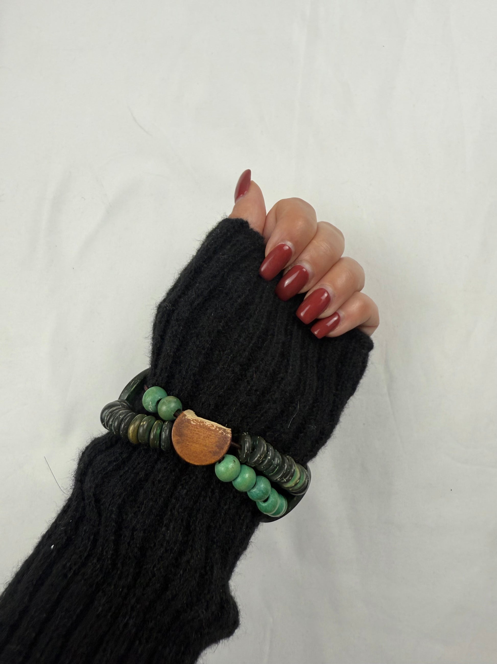 Vintage green wood bracelet watch jewelry