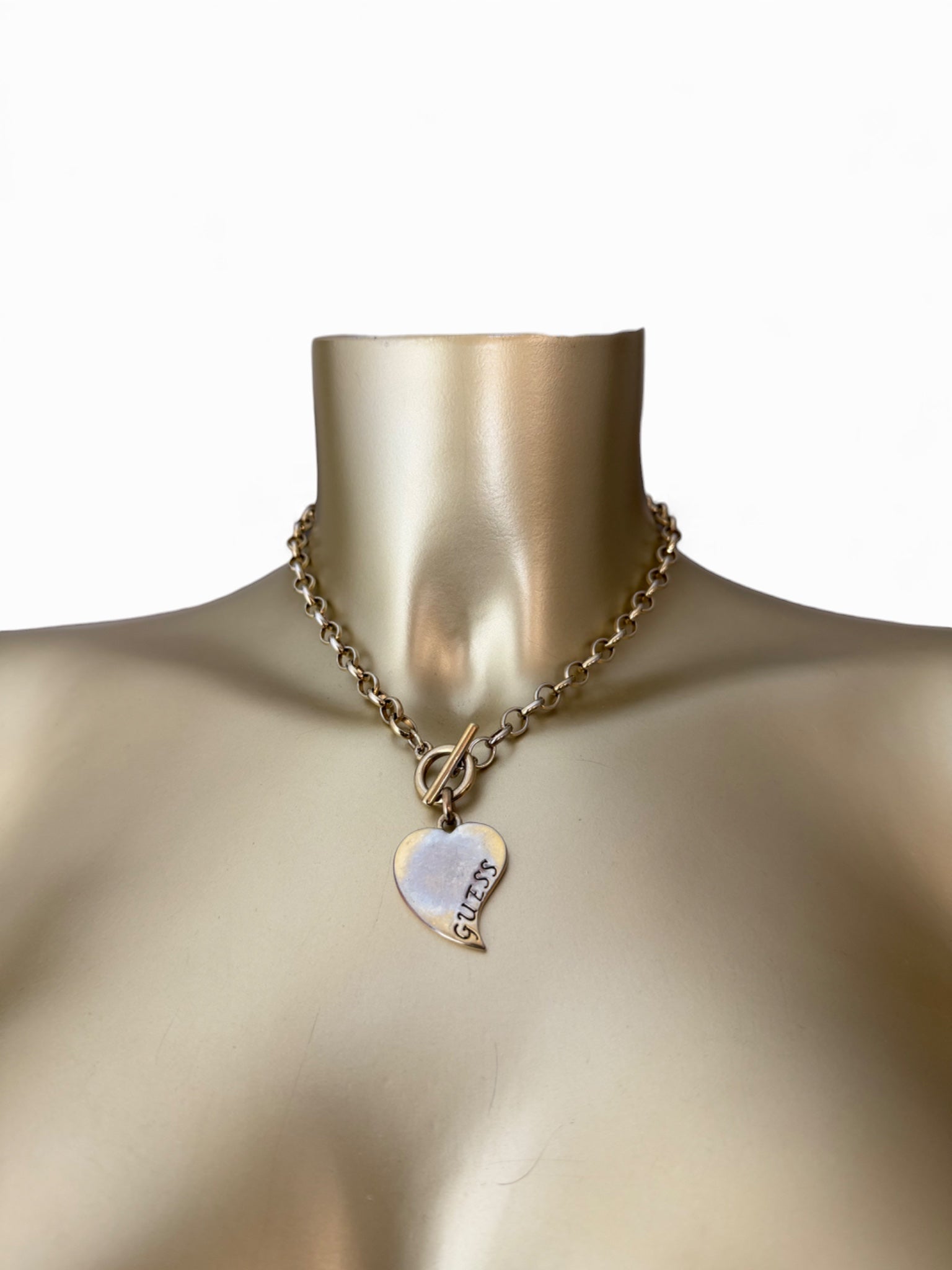 Gold stainless steel chain logo necklace